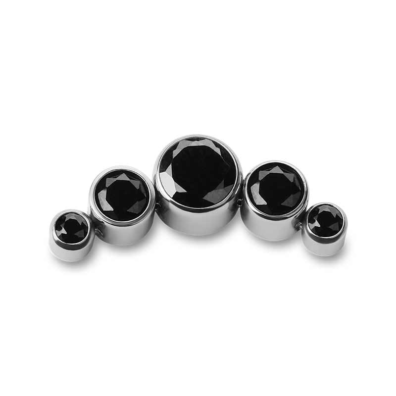 Лабрет 1.2*8 мм Накрутка Кластер Swarovski 5K 1.2 мм Black Cryst титан