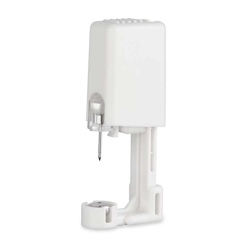 Пистолет для пирсинга в стерильной упаковке мод. 273 с серебряным украшением прозрачный страз 4 мм с лапками белый - 24 шт