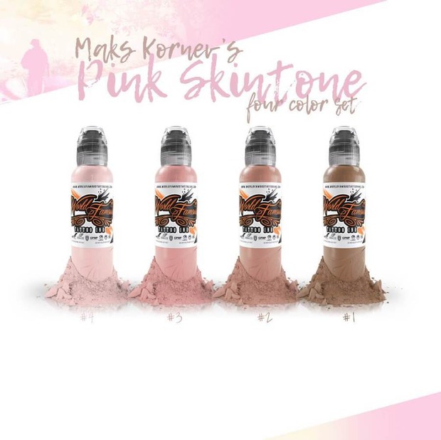 Краска для тату World Famous MAKS KORNEV'S PINK SKINTONE SET - 4шт