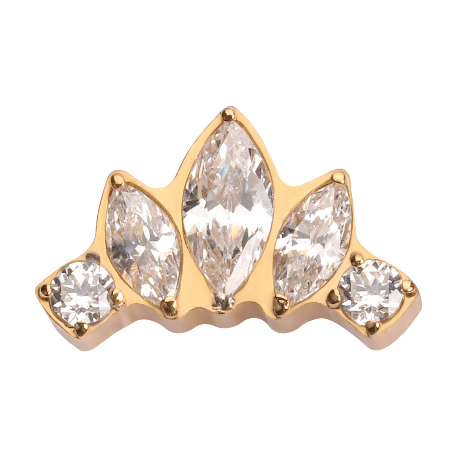 Лабрет 1.2 мм 5K Clear Crystal Gold внутренняя резьба титан - 8