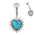Банан 1.6 мм Big Heart Turquoise Steel Crystal внутренняя резьба титан