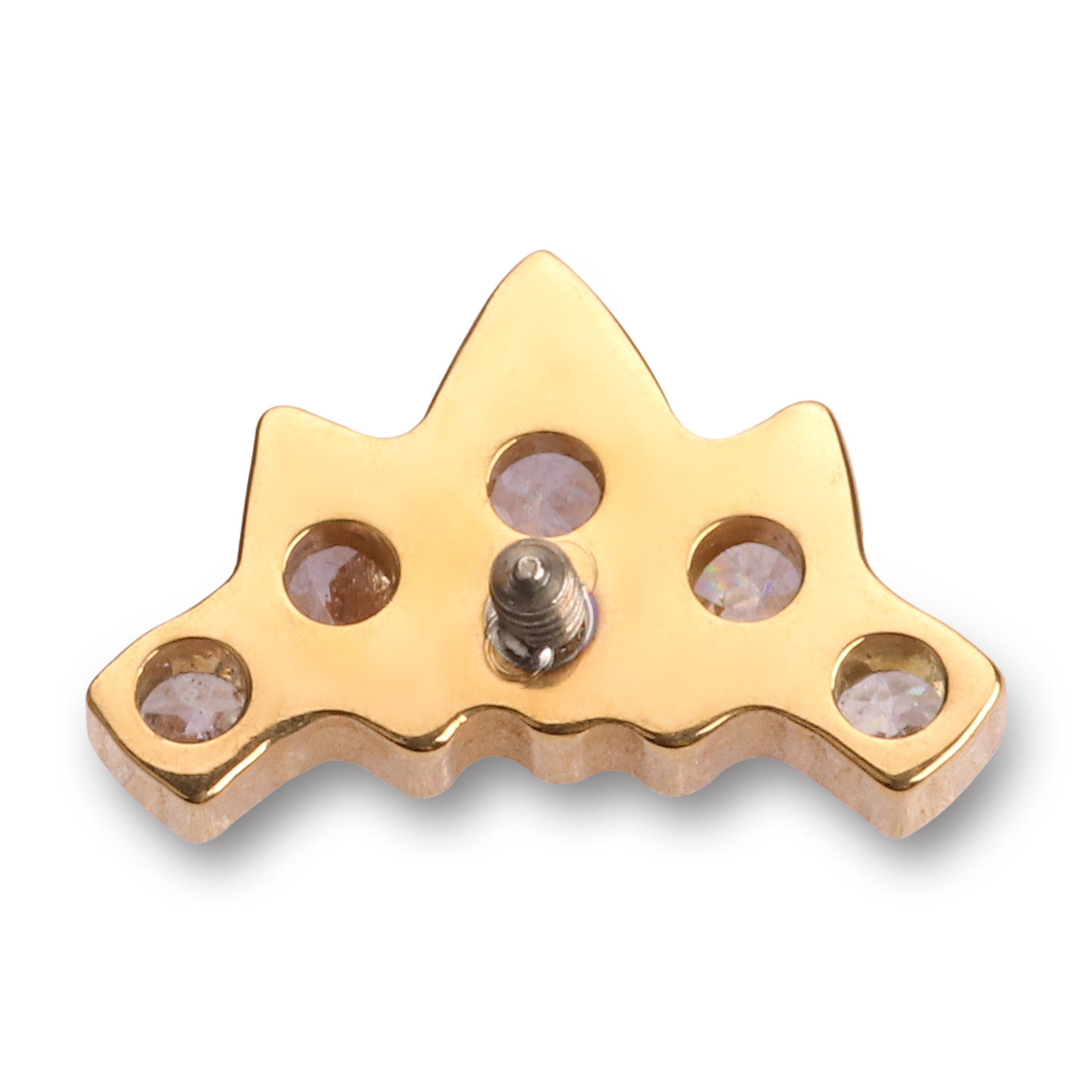 Лабрет 1.2 мм 5K Clear Crystal Gold внутренняя резьба титан - 8