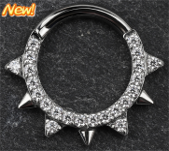 Кольцо кликер 1.2 мм 7 Spikes Steel Diamond титан